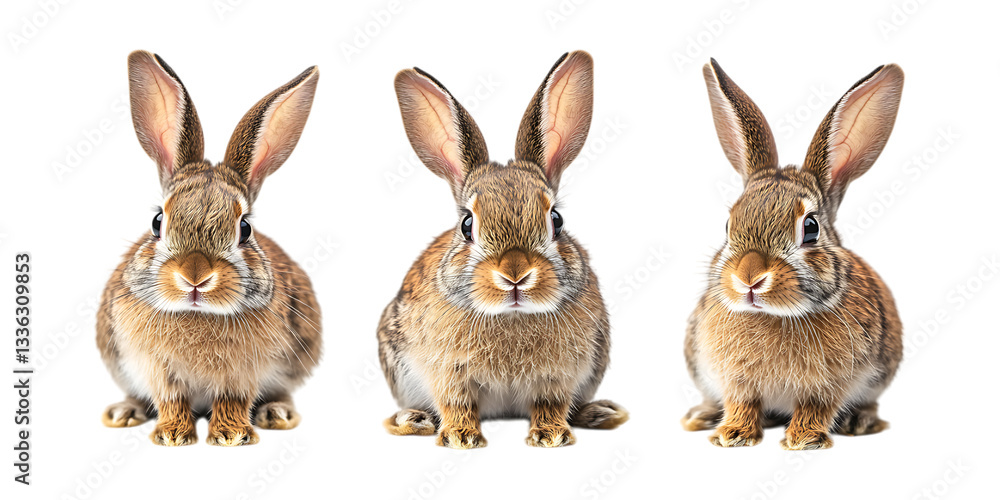 Obraz premium Pack Rabbits set against transparent background for Animal Illustrations, Pet Branding, or Easter-Themed Designs