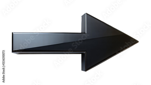 3d black arrow isolated on transparent background. Png