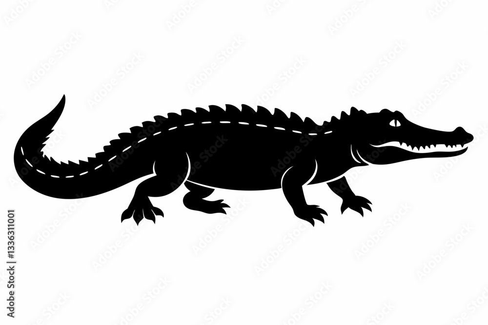 Fototapeta premium crocodile line art silhouette vector illustration