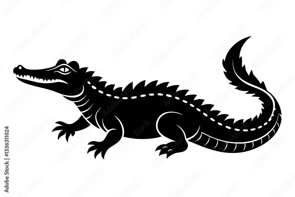 Fototapeta premium crocodile line art silhouette vector illustration