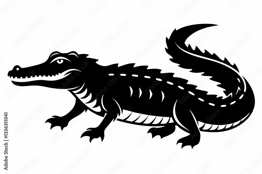 Fototapeta premium crocodile line art silhouette vector illustration