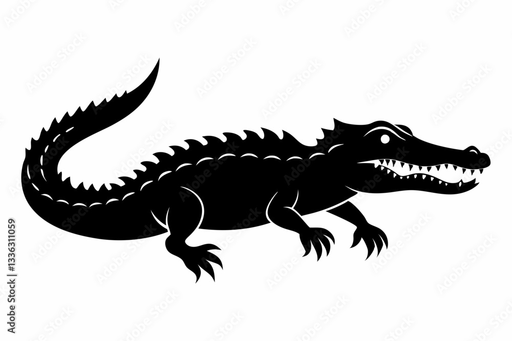 Fototapeta premium crocodile line art silhouette vector illustration