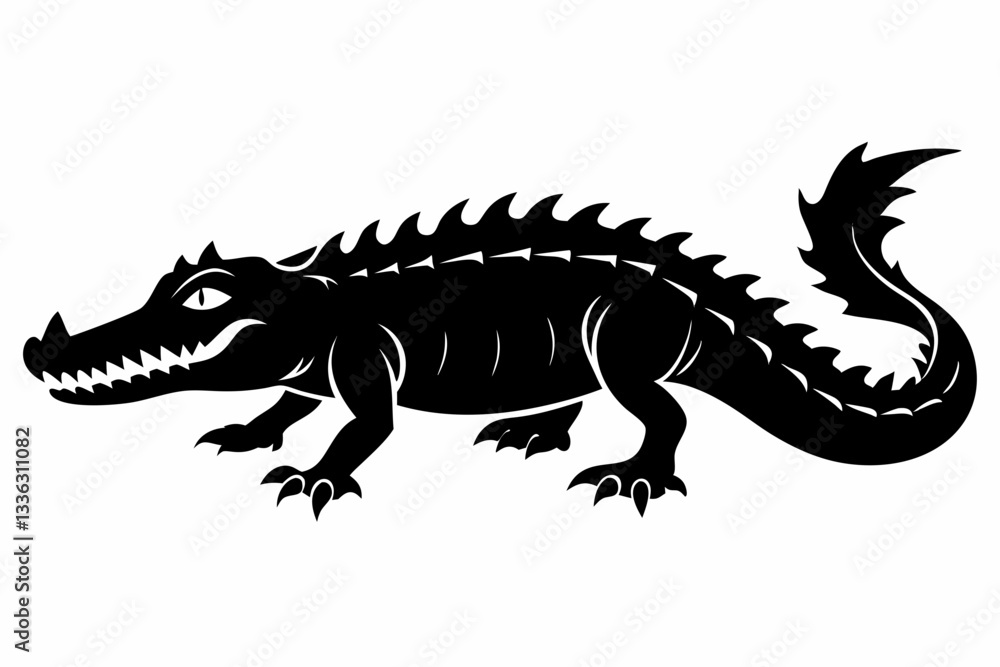 Fototapeta premium crocodile line art silhouette vector illustration