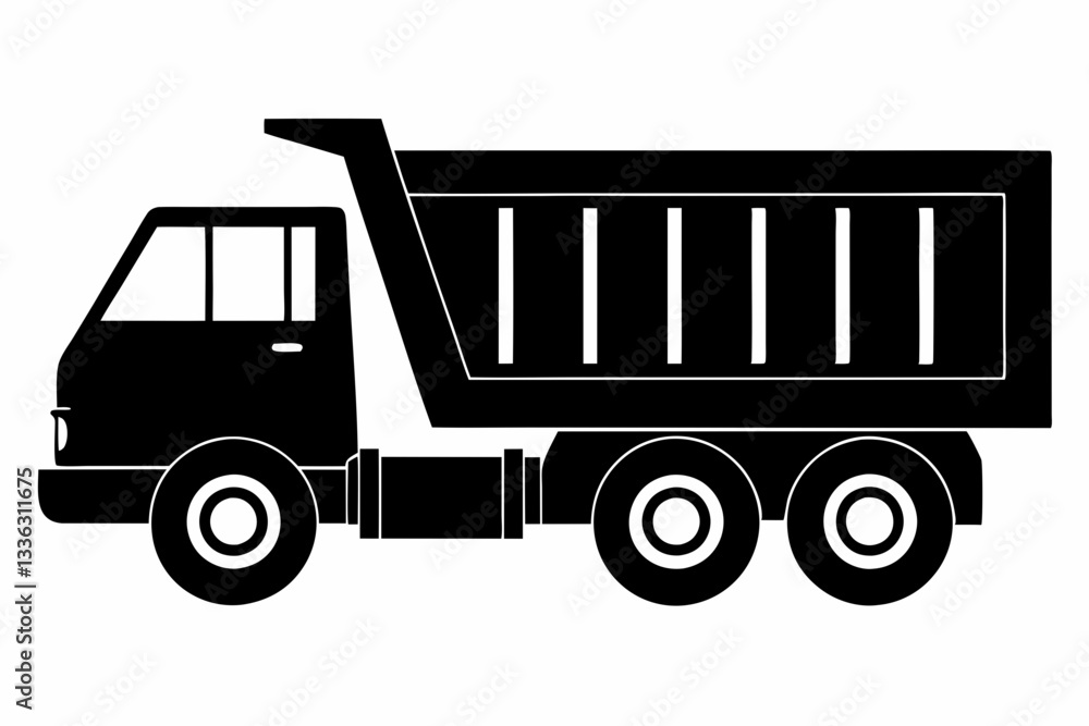 dump truck line art silhouette vector illustration dump truck line art silhouette vector illustration