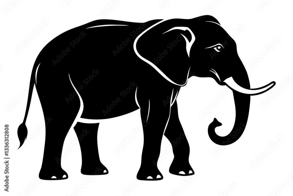 Fototapeta premium elephant line art silhouette vector illustration