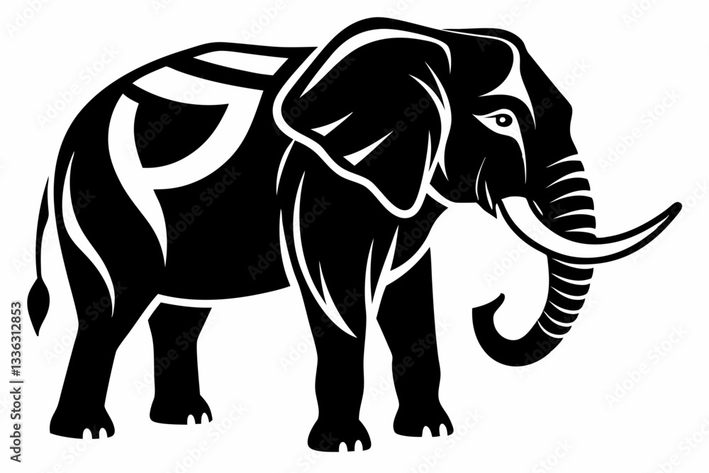 Fototapeta premium elephant line art silhouette vector illustration