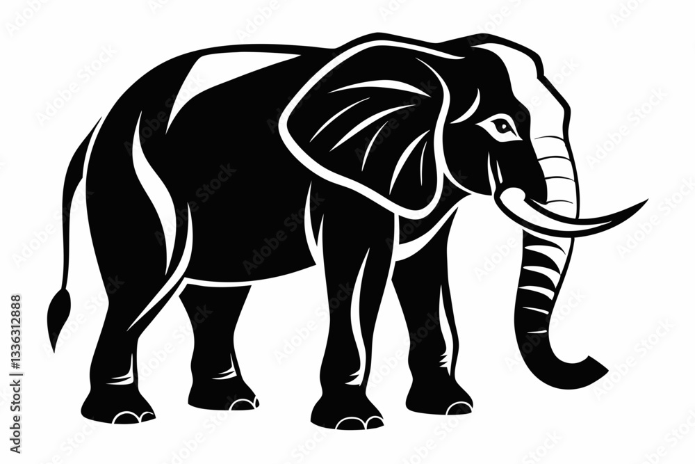 Fototapeta premium elephant line art silhouette vector illustration