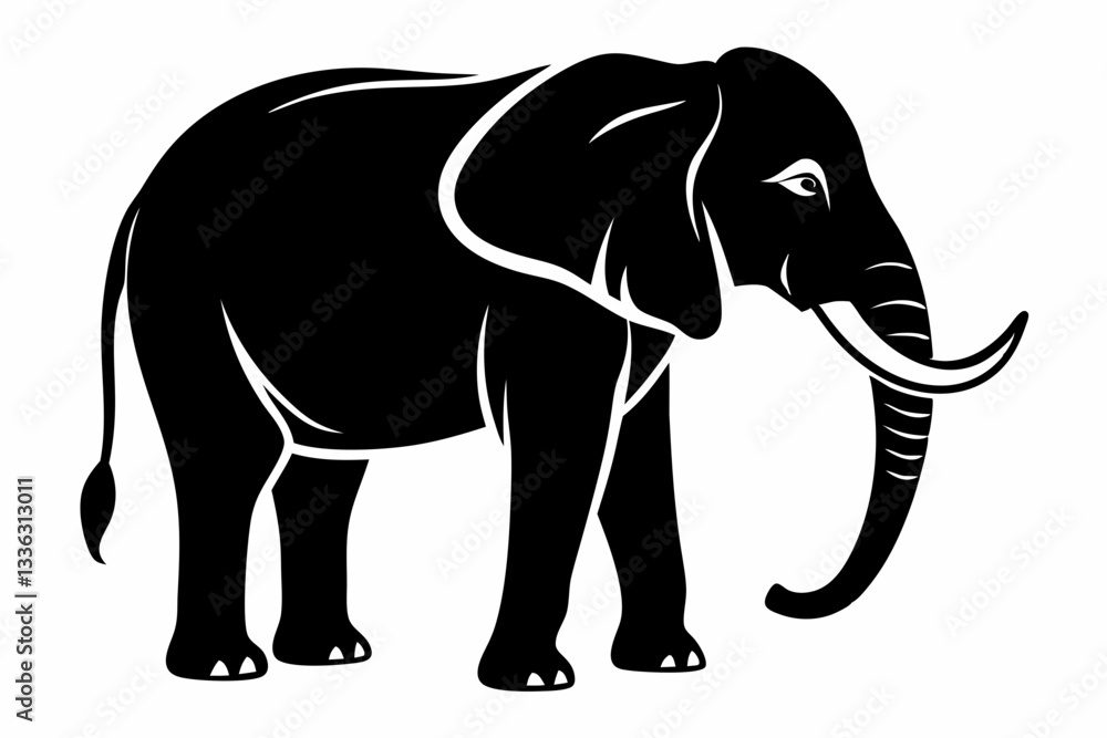 Obraz premium elephant animal line art silhouette vector illustration