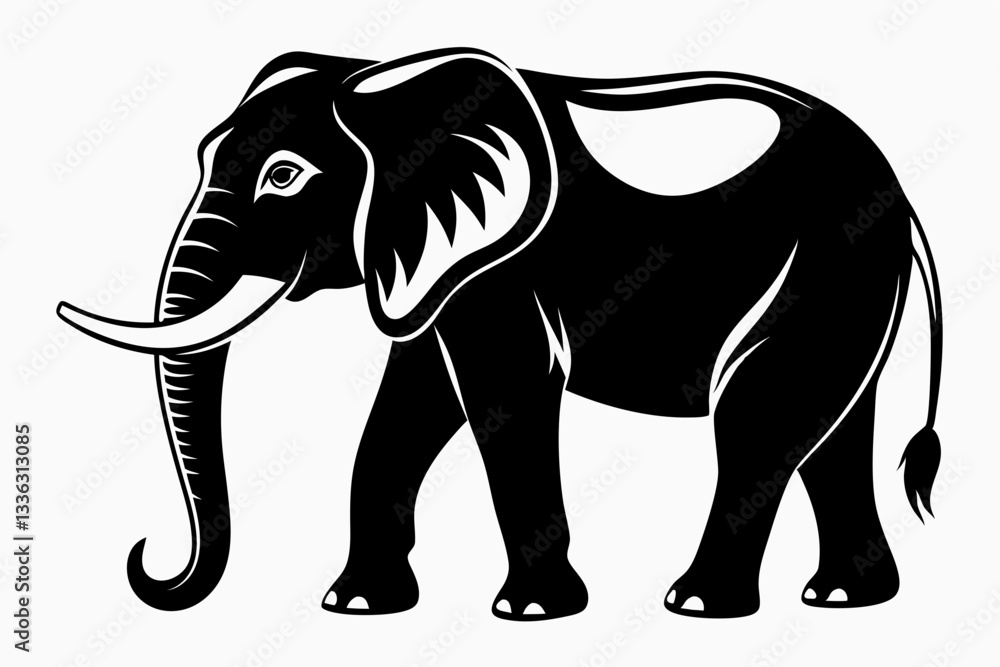 Obraz premium elephant animal line art silhouette vector illustration