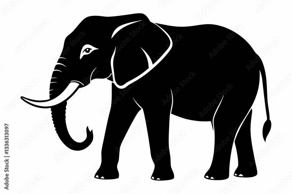 Fototapeta premium elephant animal line art silhouette vector illustration