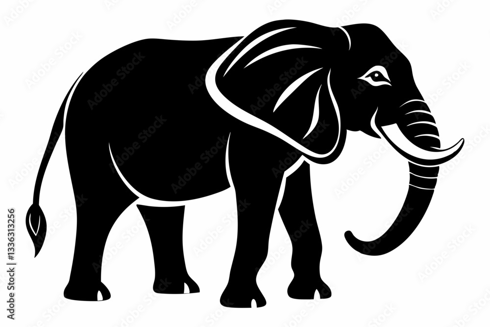 Fototapeta premium elephant animal line art silhouette vector illustration