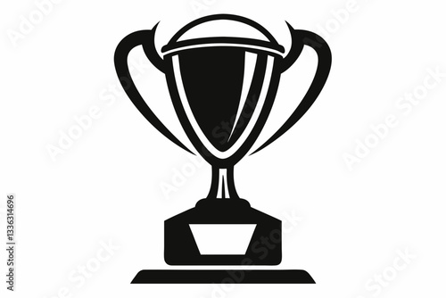 gold trophy line art silhouette vector illustration