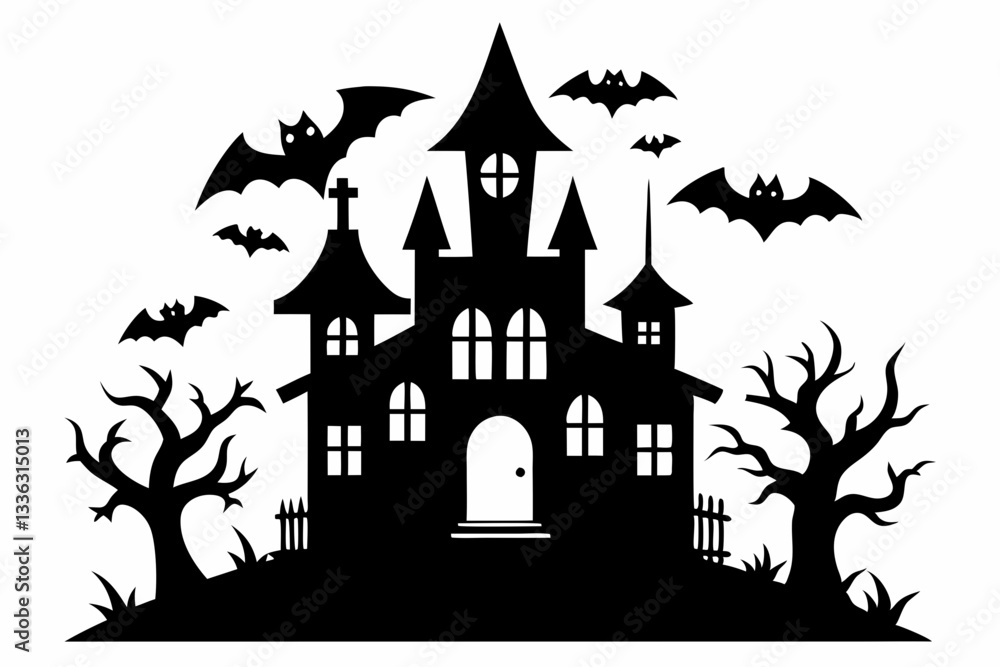 halloween haunt icon line art silhouette vector illustration halloween haunt icon line art silhouette vector illustration
