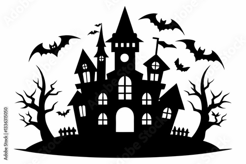 halloween haunt icon line art silhouette vector illustration