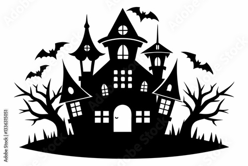 halloween haunt icon line art silhouette vector illustration