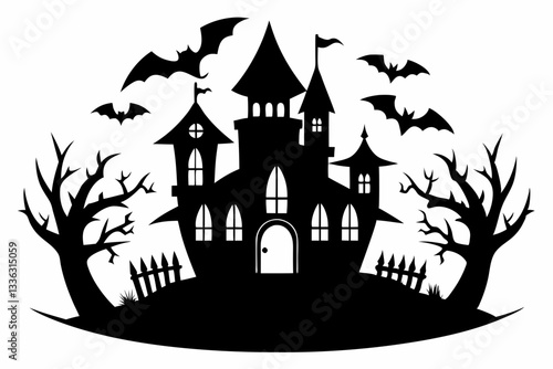 halloween haunt icon line art silhouette vector illustration