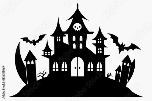 halloween haunt icon line art silhouette vector illustration