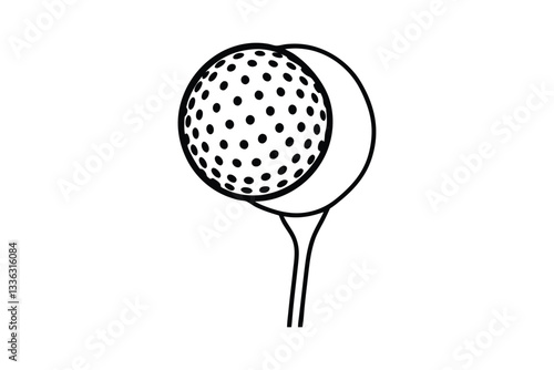 Line art vector illustration of a golf ball on a tee.eps