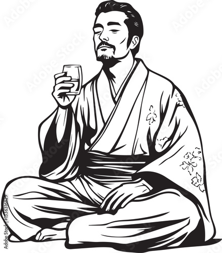 illustration of a man sitting on the floor