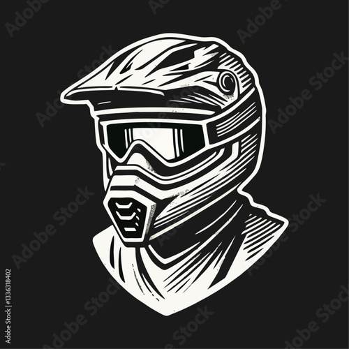 Downhill Mountain bike enduro rider wear helmet Engrave illustration logo icon