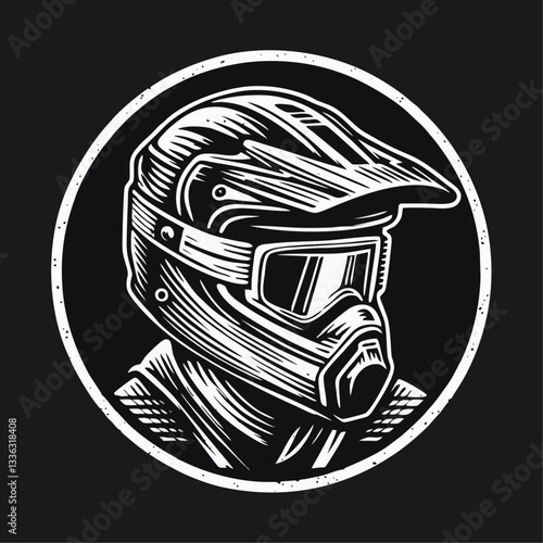 Downhill Mountain bike enduro rider wear helmet Engrave illustration logo icon