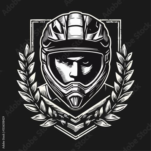 Downhill Mountain bike enduro rider wear helmet Engrave illustration logo icon