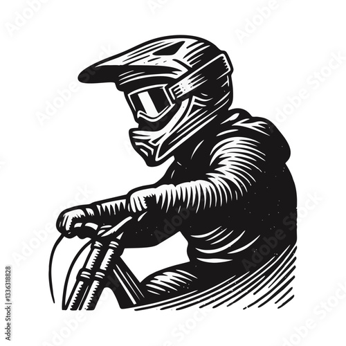 Downhill Mountain bike enduro rider wear helmet Engrave illustration logo icon
