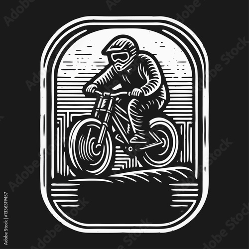 Downhill Mountain bike enduro rider wear helmet Engrave illustration logo icon