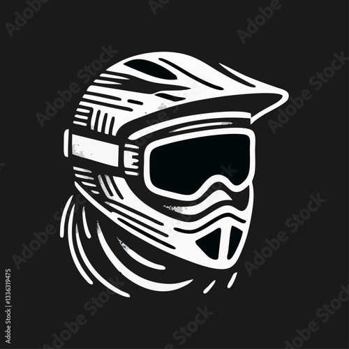 Downhill Mountain bike enduro rider wear helmet Engrave illustration logo icon