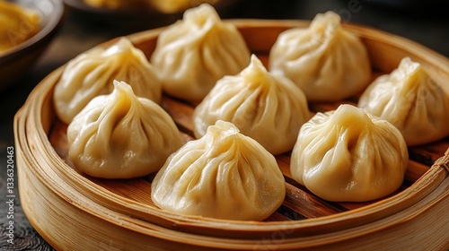 golden Dumpling food prolongation on wooden plate, 32k Resolution 