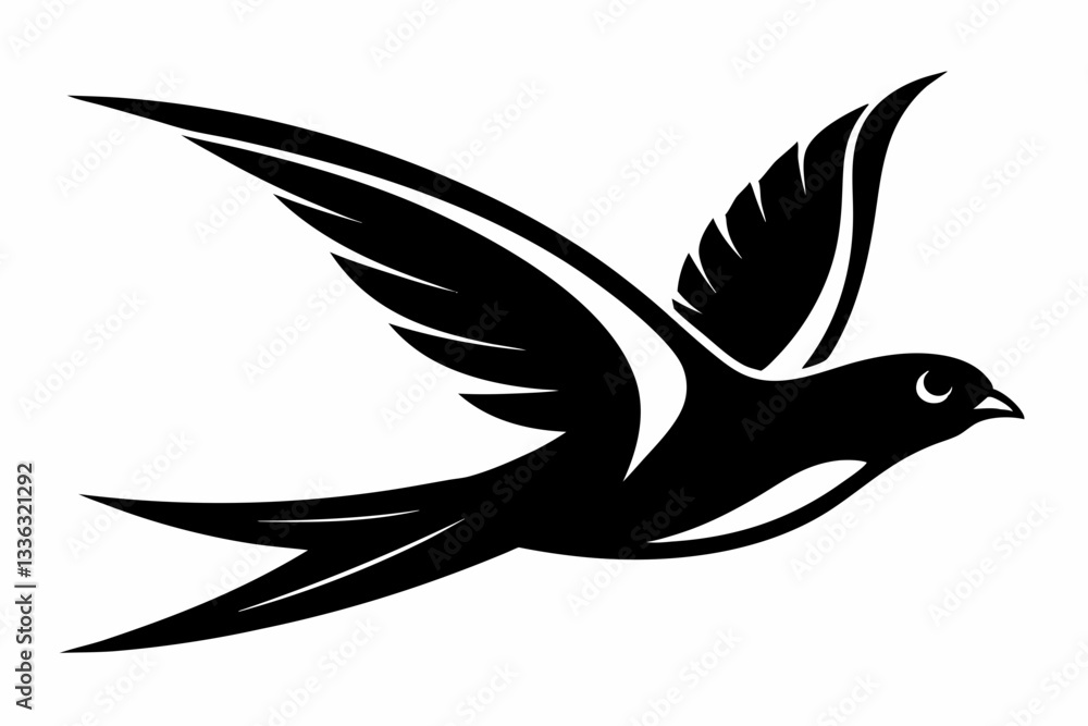 Obraz premium flying bird line art silhouette vector illustration