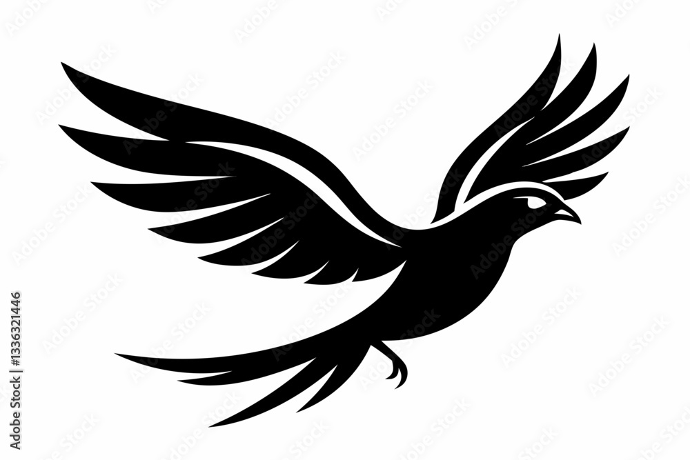 Obraz premium flying bird line art silhouette vector illustration