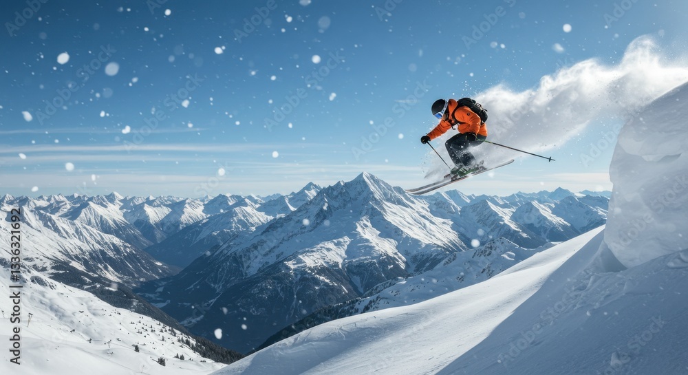 Immersive Skiing Action Shot Background Immersive Skiing Action Shot Background