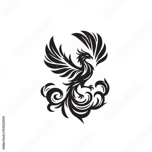 Majestic Phoenix Bird Silhouette | Tribal Firebird Tattoo Design