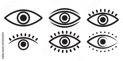 eye icon set. vision icon, see view icons - eyesight symbol - sight look sign