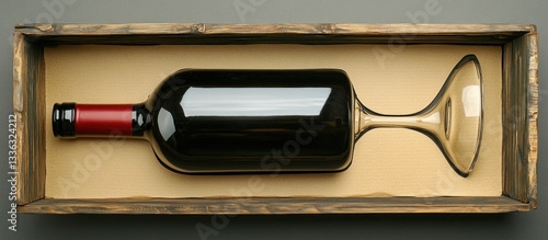 An artistic presentation of a wine bottle glass hybrid concept