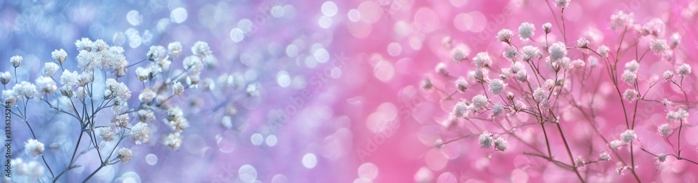 Gypsophila elegance on pink/blue bokeh background for greeting cards/web design Gypsophila elegance on pink/blue bokeh background for greeting cards/web design