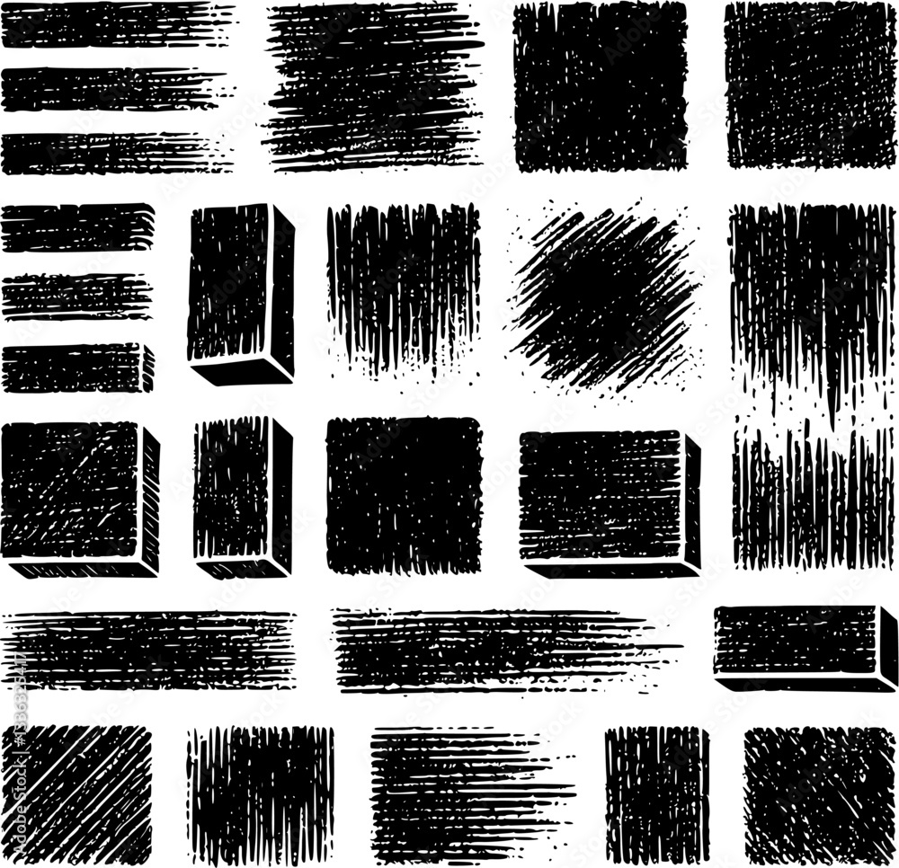 collection of crayon strokes on transparent background, labels, stickers, doodles, scribbles, extracted, eps file