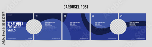 Editable Instagram Carousel Post Layout Set, Social Media Marketing microblog template design, tips & tricks linkedin post template, eps 10.	