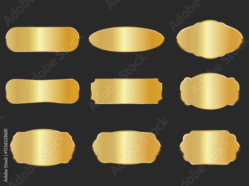 Luxury VIP golden labels premium tags quality stamps and stickers, vector illustration collection 