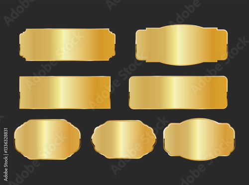 Luxury VIP golden labels premium tags quality stamps and stickers, vector illustration collection 