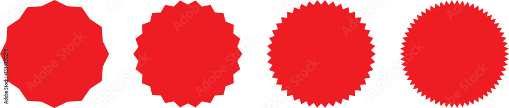 red Starburst sticker set - collection of special offer sale round and oval sunburst labels and buttons. Stickers and badges with star edges for promo advertising. red Starburst sticker set - collection of special offer sale round and oval sunburst labels and buttons. Stickers and badges with star edges for promo advertising.