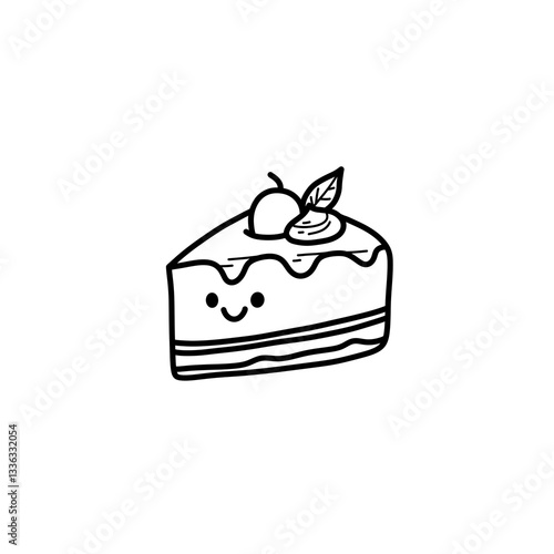 Cute cartoon cake hand drawn doodle