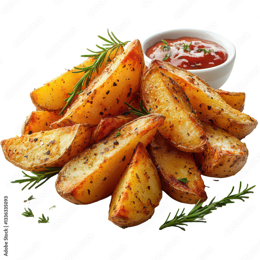 Fried Potato Wedges Isolated on White Background.PNG Fried Potato Wedges Isolated on White Background.PNG