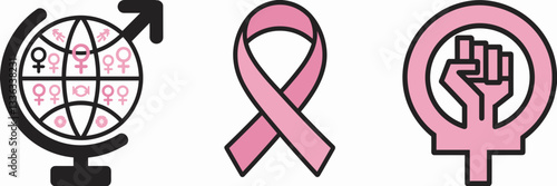 Vector illustration symbolizing gender equality, feminism, activism and social justice and diversity