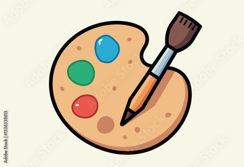 フラットなベクターデザイン：鮮やかな絵の具と筆を備えたアーティストパレットは、創造性、想像力、芸術性を象徴しています。Webデザイン、ソーシャルメディアグラフィック、クリエイティブなマーケティングキャンペーンに最適です。


