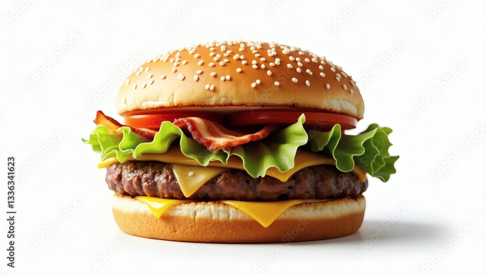Delicious Bacon Cheeseburger with Fresh Ingredients Delicious Bacon Cheeseburger with Fresh Ingredients