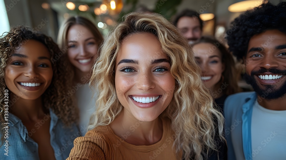Team of executives taking a fun selfie to celebrate workplace success Team of executives taking a fun selfie to celebrate workplace success