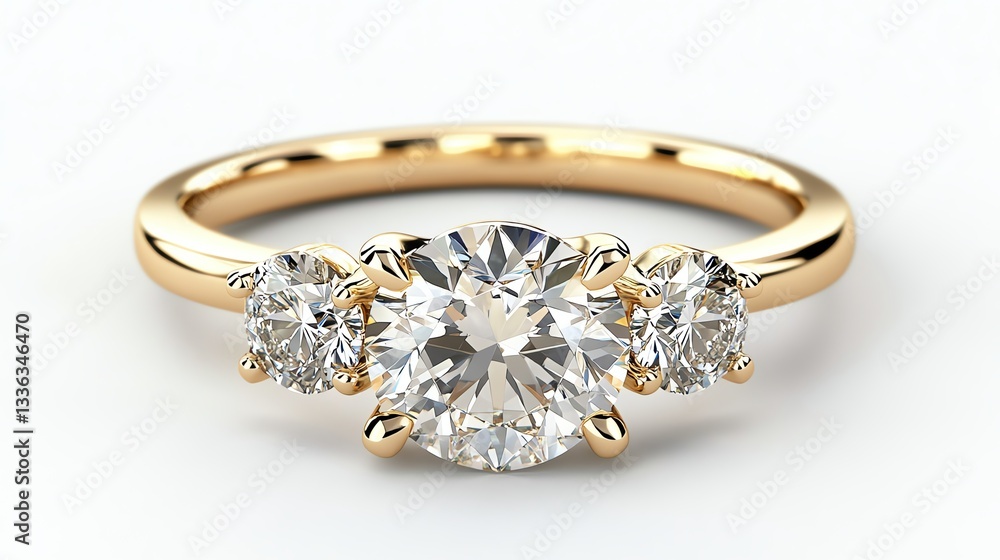 Elegant gold engagement ring with diamonds. Elegant gold engagement ring with diamonds.
