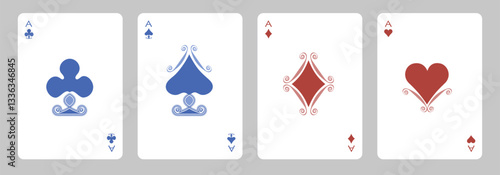 Classical Greek-inspired poker card figures and aces. Greek myth playing cards, Diamonds, Clubs, Hearts, and Spades.